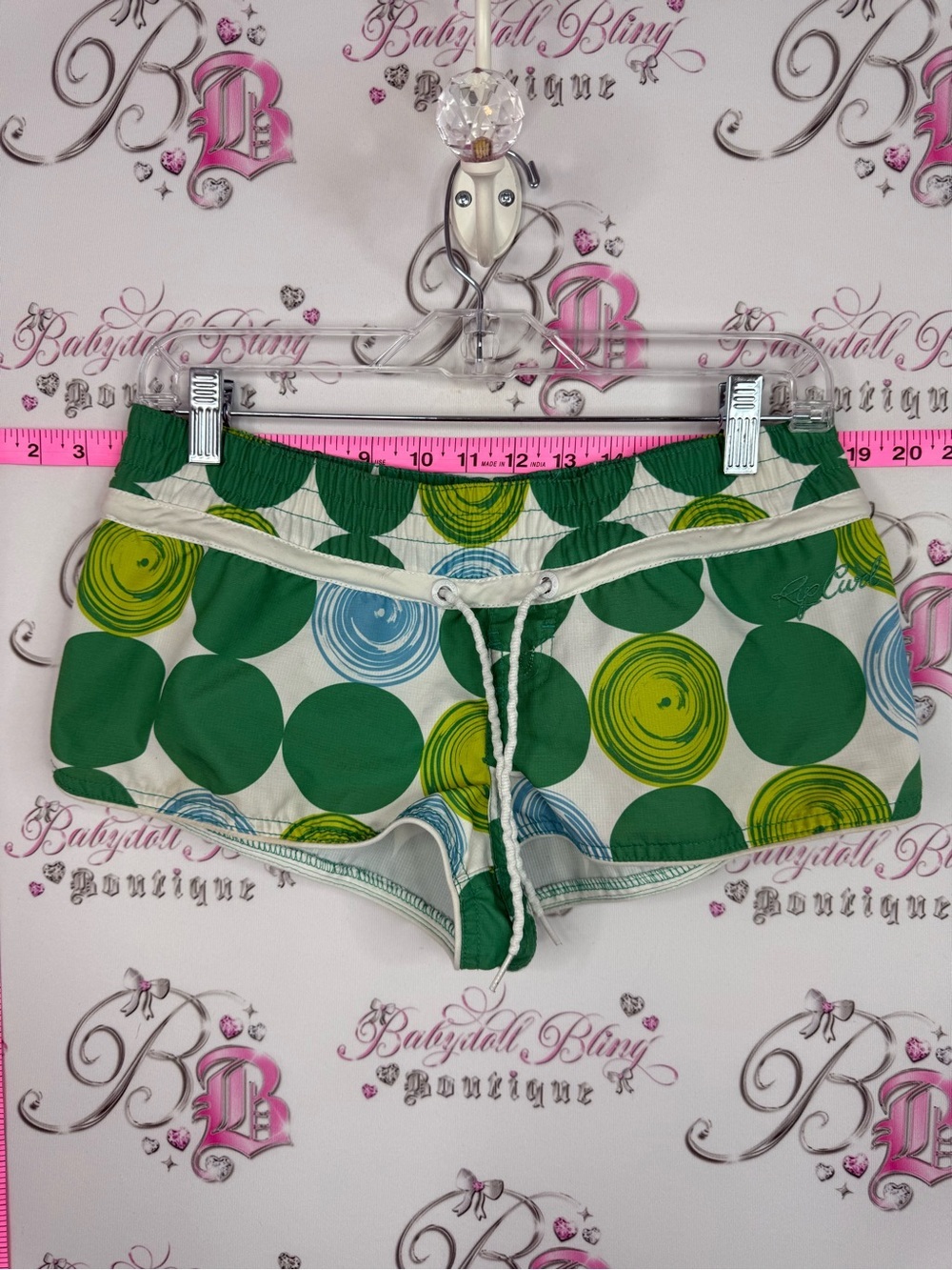 Rip Curl shorts swim pool Green Polka Dot Drawstring Athletic Shorts